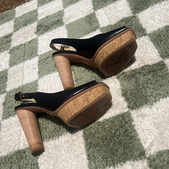 PRADA BLACK PEEP TOE CORK PLATFORM PUMPS - box included - Picture 6 of 17